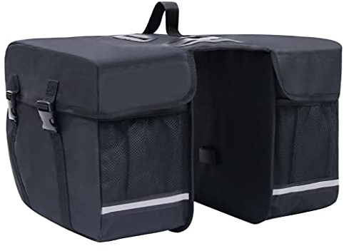 vidaXL Doppel Fahrradtasche für Gepäckträger Wasserdicht Satteltasche Transporttasche Gepäcktasche Doppeltasche Gepäckträgertasche 35L Schwarz