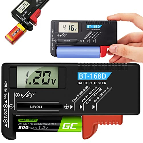 Retoo Tester digitale per batteria e batteria AAA, AA, CR, batteria a bottone, 1.5 V, 3.7 V, 9 V, indicatore dello stato di carica/volt, batteria Check, tester di batteria, misuratore
