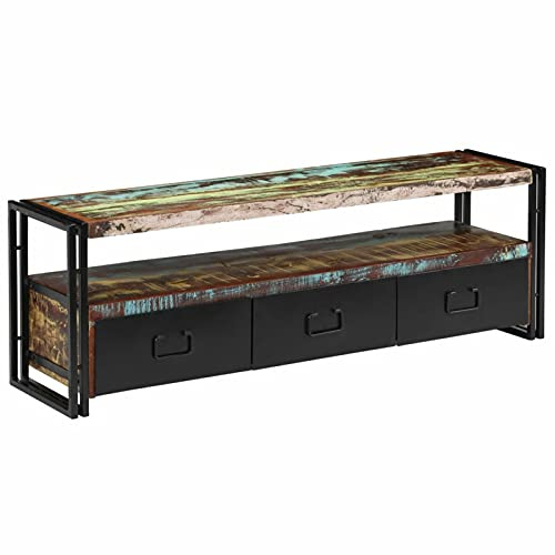 Catherinol TV-Schrank, TV Board, TV Lowboard, Fernsehtisch, Fernsehschrank, TV Tisch, TV Regal, TV-möbel & Phonomöbel, TV Bank, TV Sideboard, Altholz Massiv 120 x 30 x 40 cm