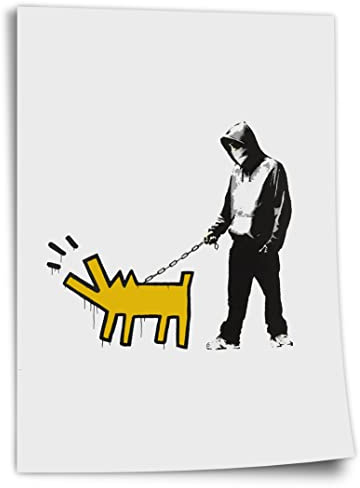 Printistico Poster aus Baumwolle (42x60cm): Banksy - Bellender Hund, Pop-Art Modern Street-Art, Kunstdruck Klein bis Groß XXL - Wohnzimmer, Schlafzimmer - Kunstdruck ohne Rahmen, Wandbild