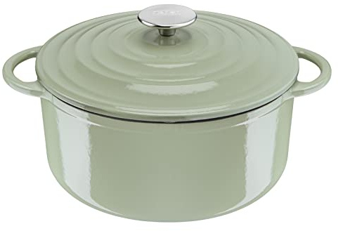 Tefal LOV E2580404 Cocotte en fonte anti-adhésive avec couvercle Vert lichen 25 cm 5 l