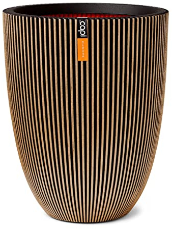 Capi Europe - Gefäß elegant niedrig Groove NL - 34x46 - Gold - Öffnung Ø27 - Blumentopf für den Innen- und Außeneinsatz - KGVGB782