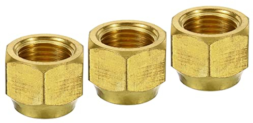 sourcing map 3 Stück Bördelkappe aus Messing, 3/8 Bördel Buchse, Überwurfmutter, Adapter für HLK-Klimaanlagen