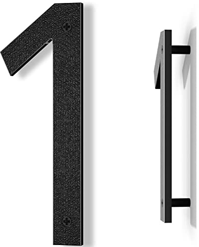IVERRA 10 Inch Black House Numbers for Outside, Large Floating Home Address Numbers, Modern Outdoor House Number for Wall Street Garage Gate (1)