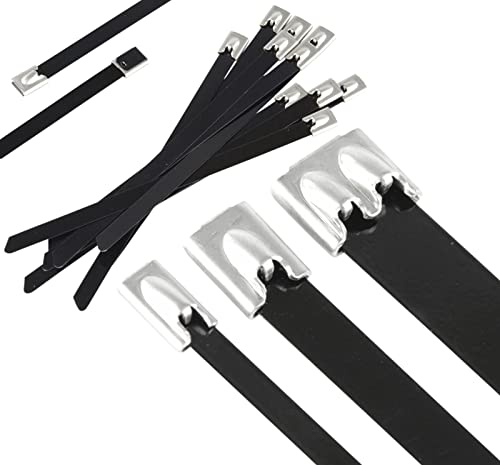 20 Stück Kabelbinder Edelstahl 12 x 350mm schwarz V2A | VIELE GRÖSSEN 4,6|7,9|12mm & Längen 10-150cm | 1/10/20/50/100er Packs | Schlauchbinder 35cm |rostfrei UV-stabil & wetterfest | Premium