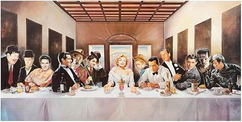 Hollywood Legenden Wandkunst Letztes Abendmahl Poster und Drucke Marilyns Monroes Leinwand Gemälde Wandbild Kunstwerk Für Wohnzimmer Dekoration Ungerahmt,60×120cm