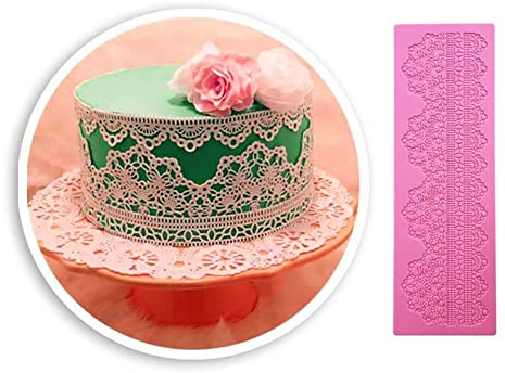 3D Spitzen Kuchenform, Blumenmuster Silikonmatte für Fondant und Kuchen Dekorieren – Backhilfsmittel mit Spitzeffekt