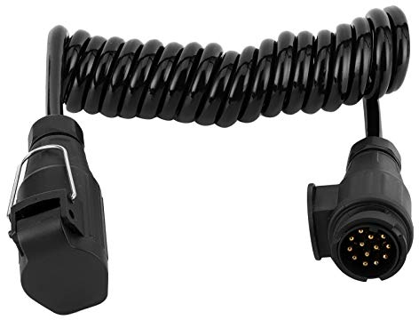 13 Poliger Verlängerungskabel, Anhängerverkabelung Anhängerstecker mit Kabel 1.6M Anhänger Verlängerung Kabelverbinder Spiralkabel für Nutzfahrzeuge Anhänger Autos