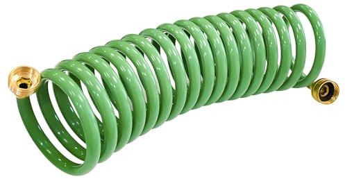 Sutekus Spiralschlauch, Wasserschläuche, gewickelter Bootsschlauch, leicht, selbstaufwickelnder Gartenschlauch mit 1,9 cm Messingbeschlägen (4,5 m)