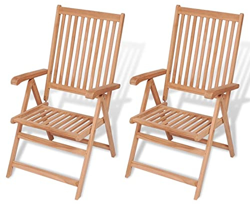 BULANED Verstellbare Gartenstühle 2 STK Hochlehner, Campingstühle, Lehnstühle, Wetterfest Stuhl, Garden Chair, Massivholz Teak