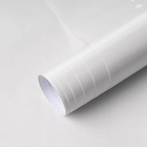 Arthome Vinilo Adhesivo Muebles,Papel Pintado Autoadhesivo,Adhesivo Contacto Papel Vinílica Decorativo para Dormitorio,Encimeras,Armarios,Removible para Revestimiento,Brillante Blanco,40cmx10m