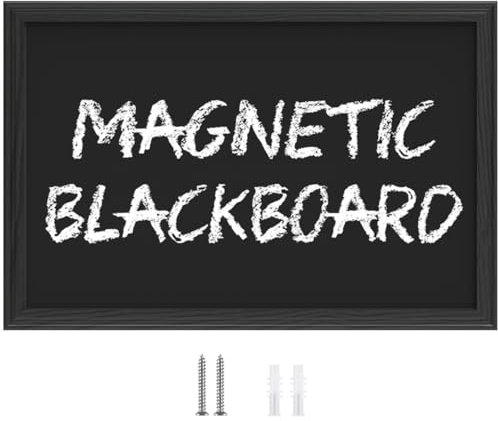 Okydoky HB-BK-6090 Lavagna magnetica con cornice in legno, scrittura con gesso, per appendere verticale o orizzontale, lavagna magnetica per raccolta, con corda di canapa per appendere, 60 x 90 cm