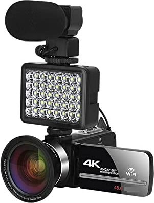 Videocamera 2 PCS Videocamera 4K WIFI Videocamera digitale for lo streaming Vlog Recorder 18X Time-Lapse Webcam Stabilizzatore Fotocamera digitale per vlogging ( Color : NA-U800-LT , Size : 128G SD Ca