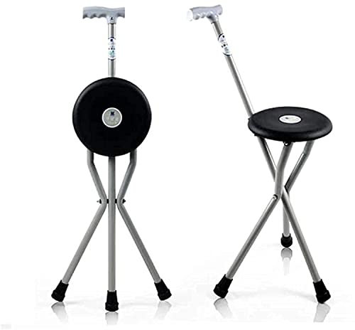 Crutches Krückenstuhl, Gehstock mit klappbarem Sitz, Leichter Aluminium-Rohrhocker-Slip, Angelreise-Sitzstock für ältere Eltern,Blue Family Star of Light