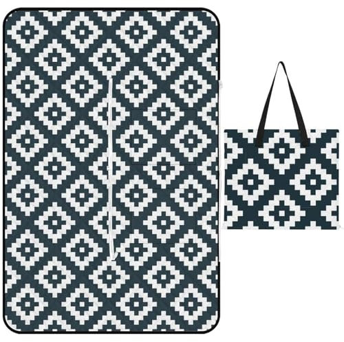 ducanll Picknickdecke mit geometrischen Mustern, faltbar, mit Tragegurt, Boho, maschinenwaschbar, Strandmatte mit sanddichter Rückseite, für Camping, Strand, Konzerte, 150 x 100 cm