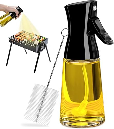 ztarraum Ölsprüher für speiseöl, Oil Sprayer, 180ml Glas Öl Sprühflasche mit Pinsel, Große Reichweite, Dickes Glas, Starke Sprühkraft, Küche