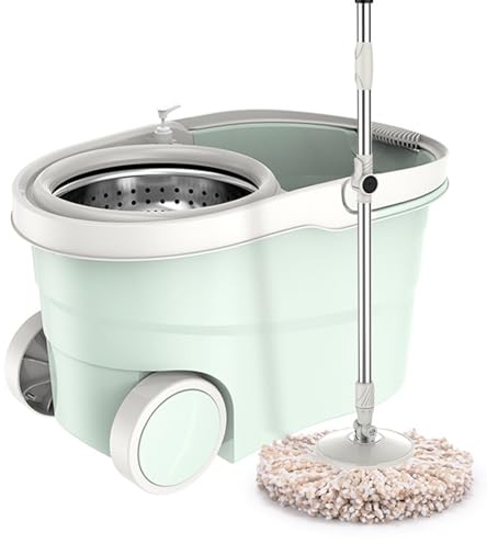 OYWEHECE Spin Mop und Eimer-Set, Spin Mop Eimer, Bodenreinigung – Mop und Eimer mit Wringer-Set, rotierende Wischeimer, Reinigungsmittel