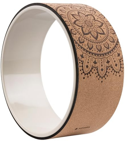 Navaris Yoga Wheel aus Kork Ø 33 cm - Kreis Stretching Muskel Wirbelsäule - Fitnessgeräte Rücken - Unterstützung belastbar bis 150 kg - Beige