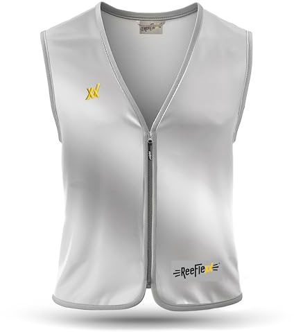 REEFLEXX Gilet de cyclisme pour femme - Gilet de sécurité élégant avec couleurs/motifs accrocheurs et réflecteurs puissants - Visibilité accrue dans la circulation routière., Silver Glow, XXL