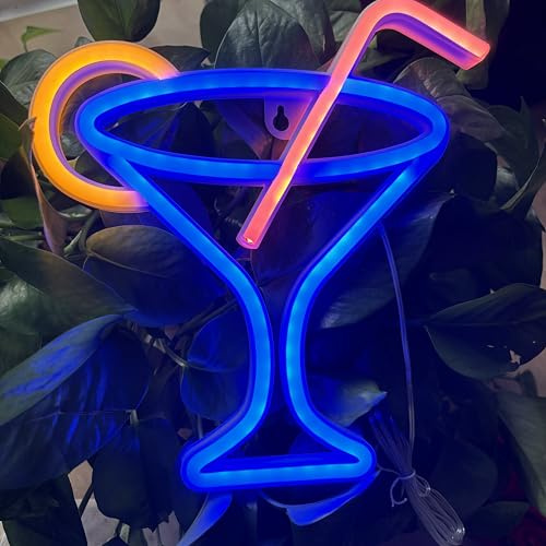 Cocktails Neon Sign for Wall Decor ，Cocktails Happy Hour Neon Sign | Man Cave Bar Home Art Neon Light Handmade LED Neon Lights Signs for Bedroom Beer Bar Neon Light Sign Hotel Party Club