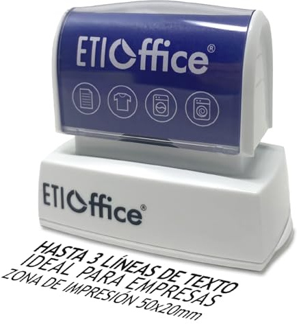 Tampon personnalisé autoinchiostrant pour entreprise : 3 lignes de texte. Marqueur idéal pour documents et usage professionnel.