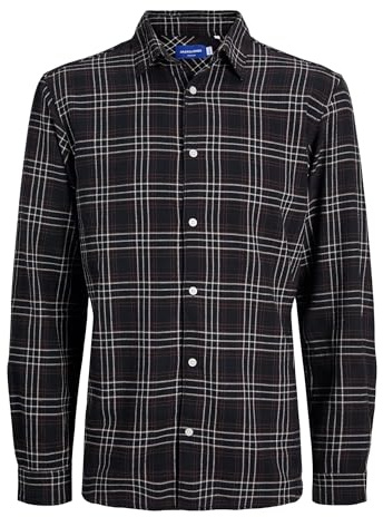 Jorjoshua Ls Ln Chemise à Carreaux en Flanelle, Noir (Pirate), L