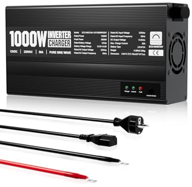 ECO-WORTHY 14,6V 50A LiFePO4 Ladegerät mit 1000W Wechselrichter 12V auf 230V, Netzvorrangschaltung und USV Funktion, für LiFePO4 Deep Cycle Batterie, KFZ, LKW, PKW