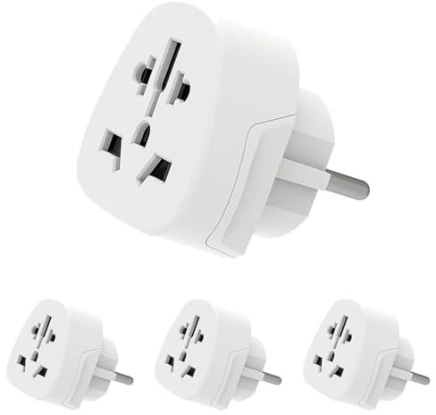 Adattatore da Viaggio, Ewent Adattatore Da Mondo a Europa, Adattatore Universale da Mondo a Europa, Spina da USA/UK/AUS/CINA/Svizzera a presa Schuko (IT/ES/DE/UE), Spina da Viaggio Compatta
