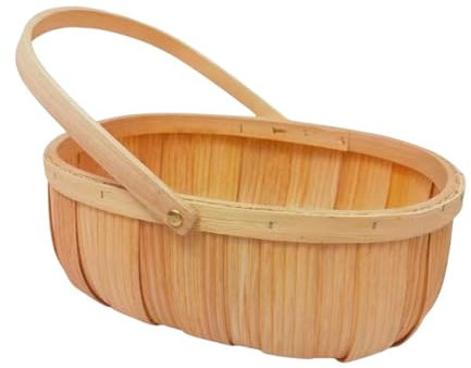 Fenteer aus Holz, Picknickkorb mit Griff, handgefertigt, für Verschiedene Lebensmittel, Heimdekoration, leicht, ovale Form, multifunktional, Size L
