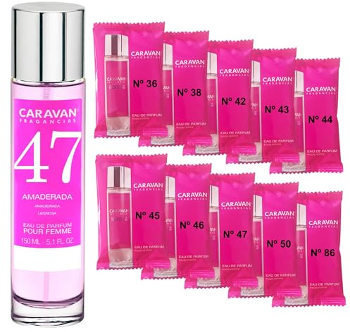 CARAVAN FRAGANCIAS Damenparfüm Nr. 47, 150 ml + Set mit 10 Flaschen mit verschiedenen Damenduften von Caravan, um neue Düfte zu entdecken