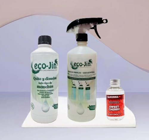ECO-JIN - LIMPIADOR MULTIUSOS EXTRA CONCENTRADO NEUTRO - PRODUCTO REVOLUCIONARIO DEL QUE TODO EL MUNDO HABLA + FRAGANCIA A ELEGIR - CREA TU PROPIO ECO-JIN (CEREZA)
