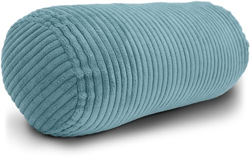 Amilian Nackenrolle mit Bezug 40x15 cm – Cord Kissen mit Füllung – Waschbar – Für Erwachsene & Kinder – Ideal für Nacken (Ozeangeheimnis, 40 x 15 cm)