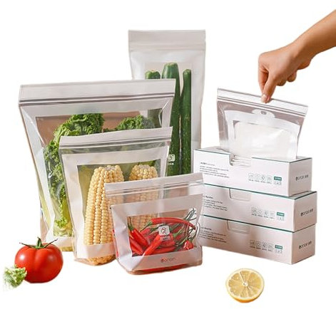 Sacs Réutilisables pour Congélation,Lot de 85 Sacs de Conservation Alimentaire - Contenant Étanche de Rangement pour Réfrigérateur - Préparation Repas, Déjeuner, Marinade Viande et Fruits