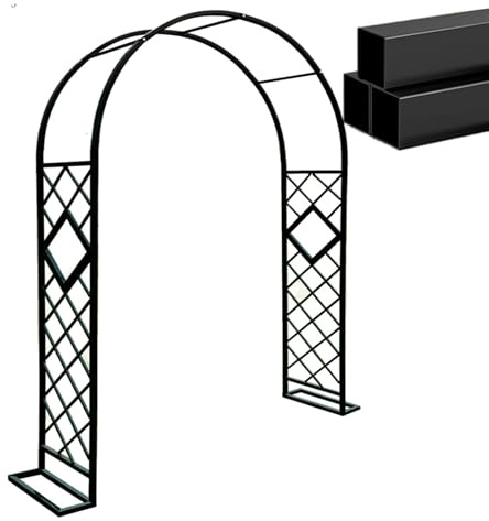 Elegante enrejado de metal para decoración de jardín y boda, arco blanco resistente a la intemperie (ancho 360 x 230 cm), perfecto para balcones y exhibiciones florales