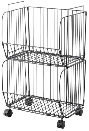 Cestini portafrutta impilabili multistrato, contenitori portaverdure in filo metallico con ruote, cestini portaoggetti da cucina con piedini antiscivolo regolabili, scaffale multiuso per cucina, dis