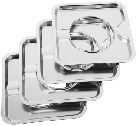 LABRIMP Lot de 4 Bacs de Récupération Carrés en Acier Inoxydable 19 Cm pour Cuisinière à Gaz, Protection Anti-projections D’huile et Graisse, Accessoires Pratiques pour Plaque de Cuisson