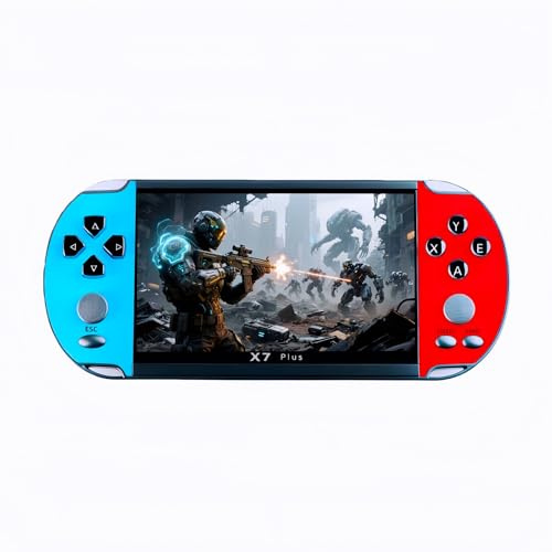 Console per videogiochi retrò YHFITN con schermo IPS HD da 5,5, supporta più emulatori con giochi, lettore MP3/MP4 e connessione TV, ideale per regali di Natale e compleanno (Red Blue)