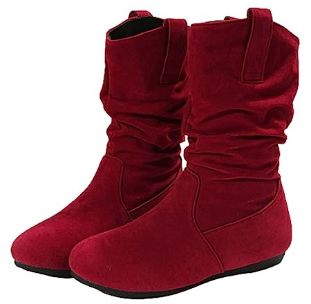 Damvinterskor 38 eleganta – damstövlar svarta slouchy stövlar ankelstövlar mellanrör vinterstövlar lätta skor velour skaftstövlar med klack vinterstövlar eleganta varma slouchy stövlar, röd, 38 EU