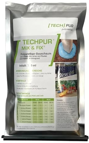 [TECH] PUR polyurethan Mix & Fix - 2K Betonschaum 700ml - 2-Komponenten-Polyurethan-Bauschaum - Der schnelle & kraftvolle Ersatz für Beton