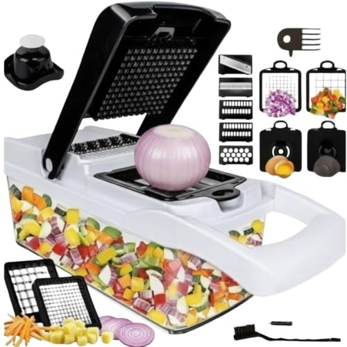 Vegetable Chopper 18-in-1, Mandoline Slicer, Onion & Salad Dicer, Potato Chipper, Julienne Cutter, Cheese Grater, Peeler, Spiralizer