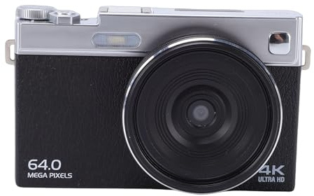 Akozon Cámara Digital 4K 64MP HD 16X Zoom Digital Cámara sin Espejo con Enfoque Automático y Pantalla Abatible de 2,88 Pulgadas Viaje (Black)