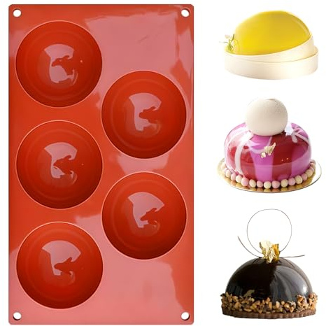 Schokoladenform Halbkugel Silikonform Halbkugell Ø 8 cm, 5 Löcher Silikonform Rund 8cm, Silikon Halbkugelform, Antihaft-weiche, Silikonformm Halbkugel für Schokolade, Kuchen, Gelee, Kuppel-Mousse | 5 Löcher Silikon Halbkugelform, Antihaft-weiche, Silikonformm Halbkugel für Schokolade, Kuchen, Gelee, Kuppel-Mousse