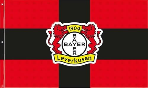 Bayer 04 Leverkusen Hissfahne Kreuz Rot Schwarz 150x90 cm – Offizielle Fußball Fan Fahne mit Ösen – Werkself Fanflagge für Fahnenmast, Garten, Stadion & Balkon – Bundesliga Fanartikel