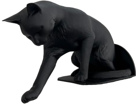 Glifora Bokstöd för katt – matt svart design med katttass, stabilt halkfritt PLA-material dekorativt skrivbordsställ för böcker och mappar, present till kattälskare