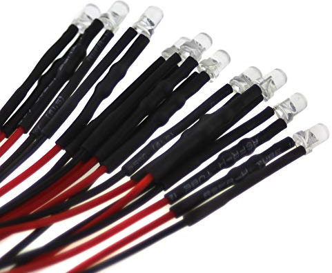10 x 3mm LED, 5Volt, blau; mit 20cm Kabel u. Vorwiderstand