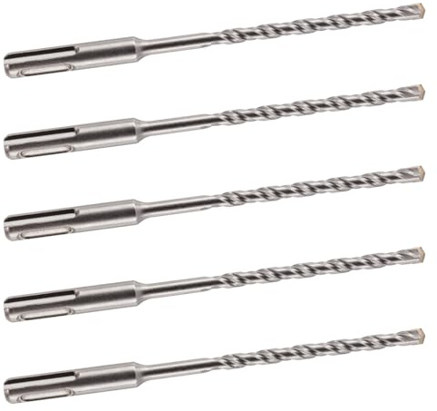 SDS + Plus Steinbohrer, 6 mm x 160 mm lang, Wolframkarbid-Spitze, für Stein, Beton, Ziegel, 5 Stück