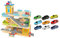 Leomark Le Grand Garage avec Accessoires - 9 Voitures en métal - en Bois Parking À Voitures avec Étage et Ascenseur, Multicolore, Trois étages Jouet pour Enfants + Pendentif réfléchissant