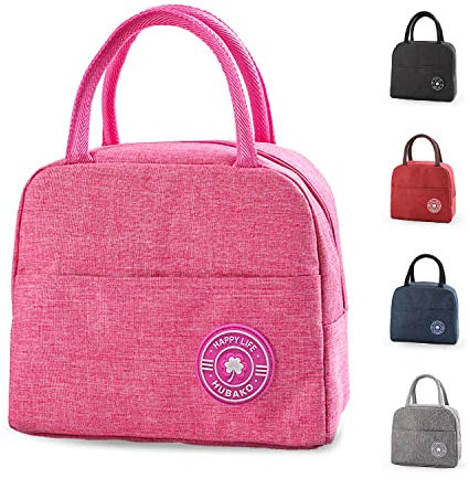 HUBAKO Lonchera aislada con bolsillo frontal para mujeres y hombres, lonchera reutilizable para adultos, bonita bolsa bento portátil, impermeable, duradera, para oficina, trabajo, escuela, picnic