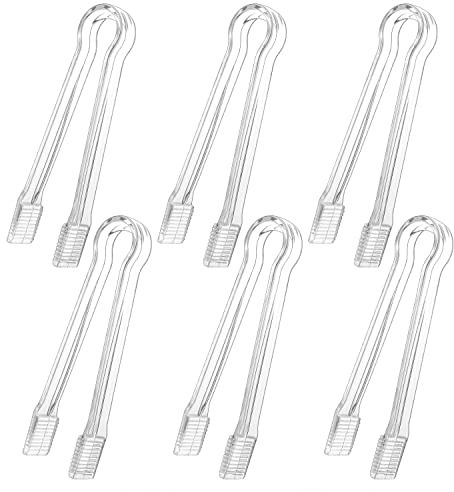 6 PCS Clear Plastic Serving Tongs, 6.3 Inch Mini Serving Utensils Plastic Tongs Ice Tongs for Buffet Bar Kitchen BBQ Appetizers Pastries Christmas Party
