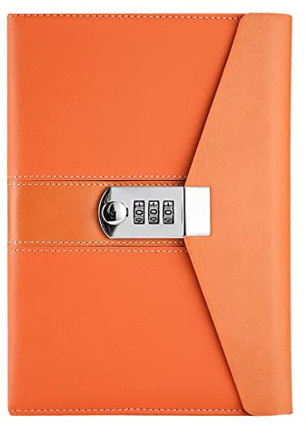 NectaRoy Carnet de Notes avec Serrure codé, Cahier de Journal Secret en Cuir PU, A5 Mot de Passe Journal de Voyage relié Bloc-Notes Quotidien avec Serrure à Combinaison, 22x15cm